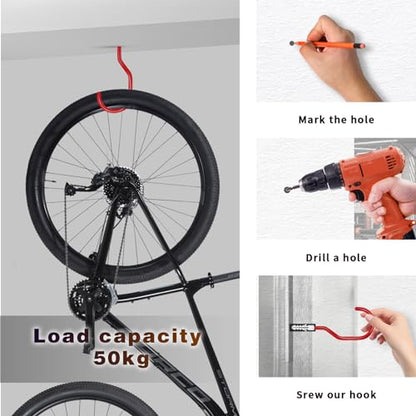 Bike Hooks Heavry Duty 6 (6 Pack / Red)