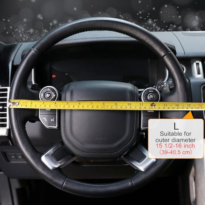 Breathable Car Steering Wheel Cover 16 inch Auto Universal Leather Wrap Non (A-Beige / L (15.5"-16"))