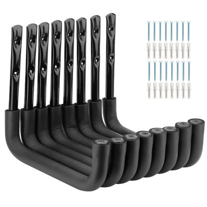 8 Pack Ladder Hooks 9.8Inch Garage Storage Utility Hook Heavy Duty Wall Mounted Storage Organizer Hanging Folding Chair Bike Ski Tool (9.8Inch, Pack of 8)