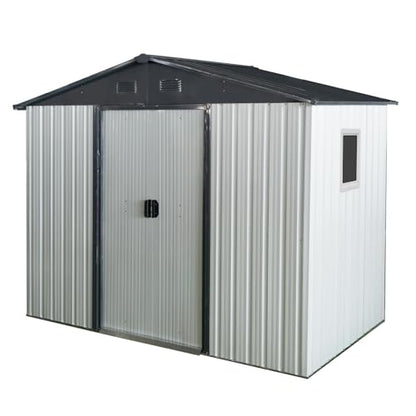 4x8 FT Outdoor Storage Shed (4x8 FT/Window / White+Black)