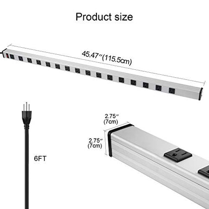 Long Heavy Duty Metal Power Strip (6FT / Silver)