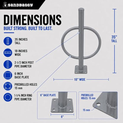 Post and Ring Bike Rack (Gray)