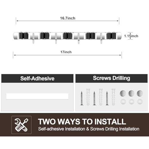 2 Pack Broom Holder Wall Mount (2Pack 5R4H / Black)