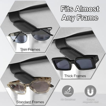 2 Packs Magnetic Sunglasses Holder for Car (Black 2 Pack)