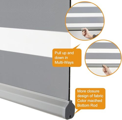 Cordless Zebra Blinds for Windows (35"w X 72"h / Grey)