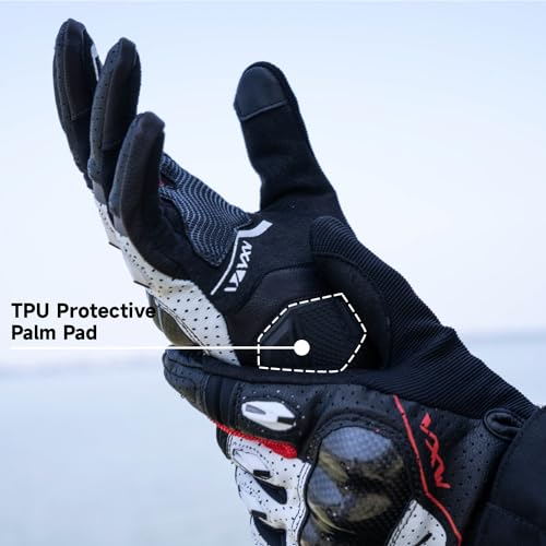 Motorcycle Gloves for Men Women (Black White / Large)