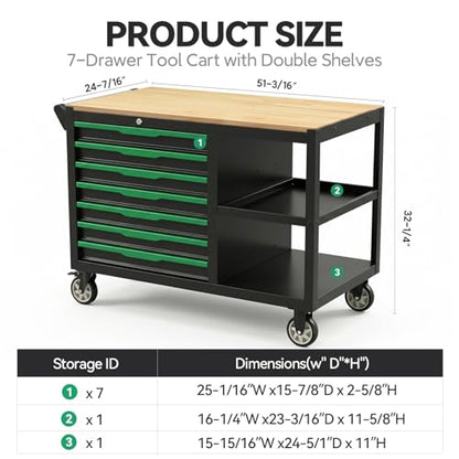 7 Drawers Professional Tool Cart Cabinet (7 Drawers)
