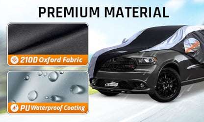 Dodge Durango Car Cover Waterproof All Weather with Silver Strip Design (Custom Fit Dodge Durango)