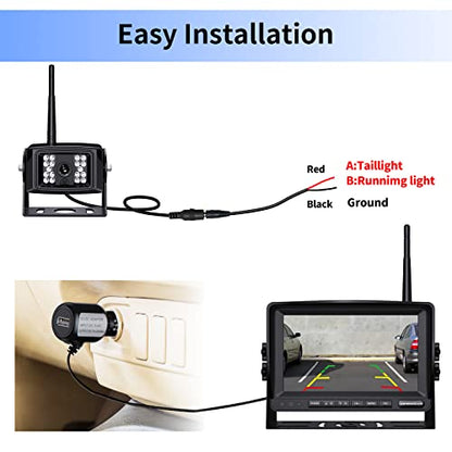 Wireless Backup Camera System Kit for Rv (Black+Silver / 7-inch + 1 Wireless Camera)