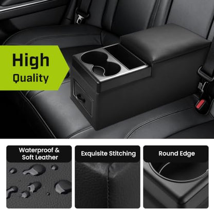 Center Console Between Seat Organizer for Minivans & SUVs Floor Console Universal Car Storage Box with Cup Holders (With Tablet Holder)