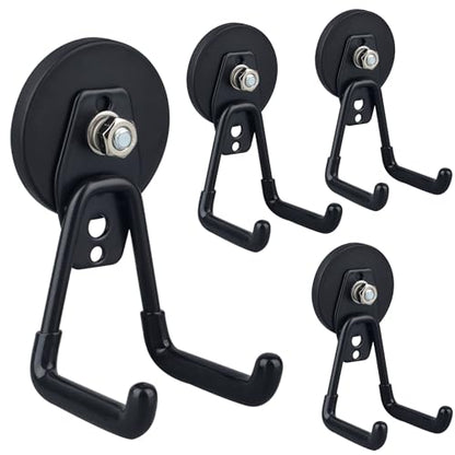 Heavy Duty Magnetic Garage Hooks (2.59INCH 4PACK Black Medium Hooks)