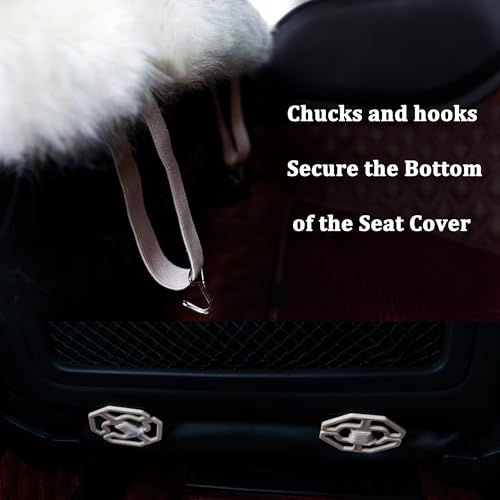 2 Pack White Fuzzy Sheepskin Car Seat Covers for Soft Genuine Wool Cushion (White)