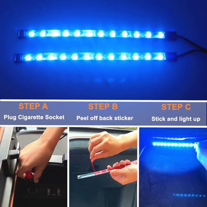 LED Interior Lights DC 12V Seat Ambient Light Cigarette Lighter (Icyblue)