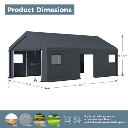 13x24 ft Carport Storage Shelter Shed Outdoor Portable Garage (13x24 Ft)