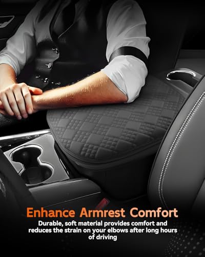 for 2025 2026 Chevrolet Tahoe Center Console Cover Armrest Box Cover for Tahoe (Tahoe Thickened Black Leather Square)