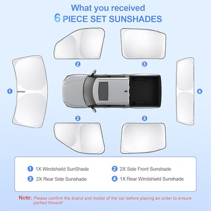 6pcs Car Window Shades for Toyota Tundra 2022 (for Toyota Tundra2022-2026)