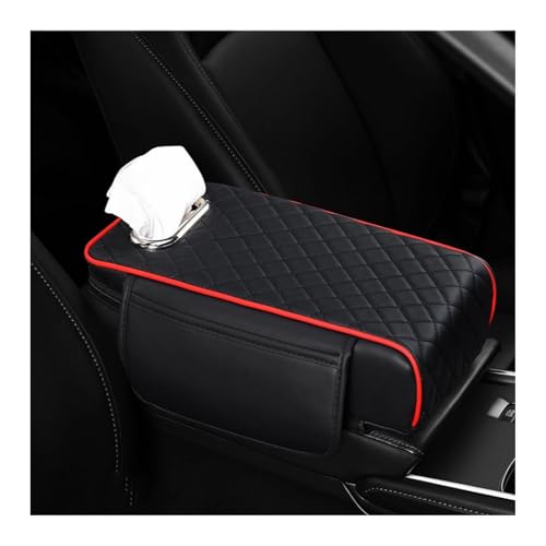 Memory Foam Car Armrest Cushion 2025 New Car Center Console Cushion Pad Car Truck Armrest Cover Auto Center Console Lid Center Armrest Cover Car Console Armrest Organizer Storage (Black and Red)