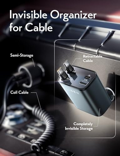 Retractable Car Charger (Grey-Dual C / 31.5 Inch)