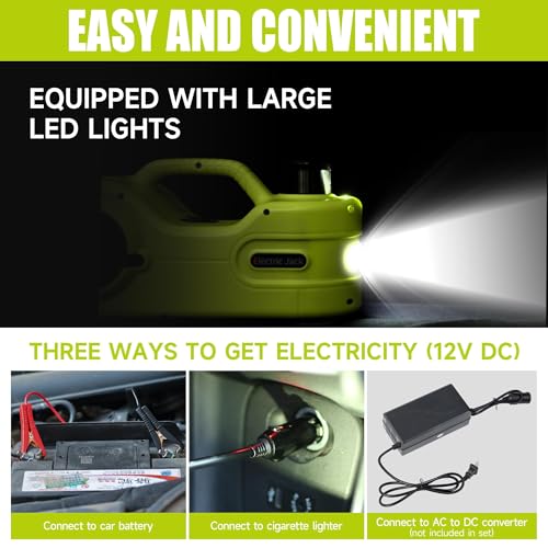 Electric Car Jack Kit 5T 12V Hydraulic Tire Jack with Double Cylinder Air Pump & LCD Touch Screen & Impact Wrench Portable Car Lift for Tire Changes and Roadside Emergencies (Upgrade Double Air Pump)