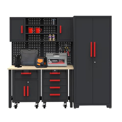 6 Pcs Garage Storage Cabinet System (Black-6pcs)