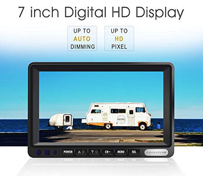 Wireless Backup Camera System Kit for Rv (Black+Silver / 7-inch + 1 Wireless Camera)