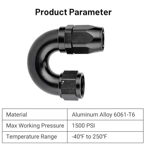 12AN 180 Degree One Piece Full Flow Hose End Fitting Swivel for CPE Braided Hose (12AN / 180 Degree)