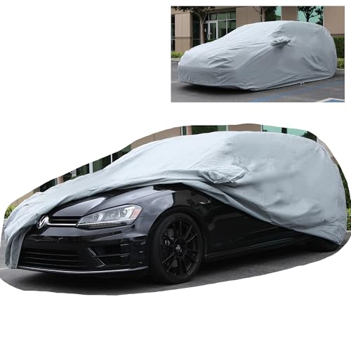 All Weather Waterproof car Cover Good for rain Snow uv Protection dust Compact Hatchback Golf GTI kona mazda2 rio5 Veloster Gray (WB - (See Size Chart) / GRAY)