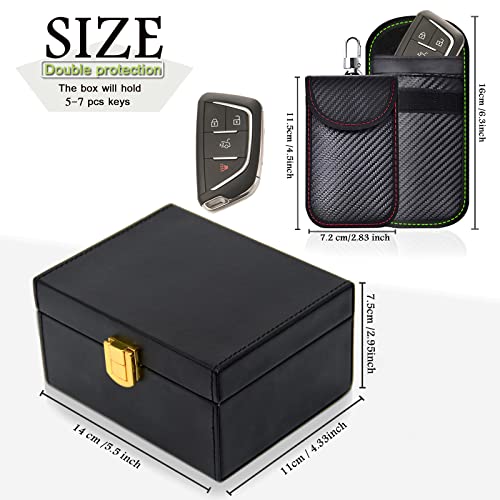Faraday Box & 2 Pack Faraday Bag for Key Fob Protector (Medium)