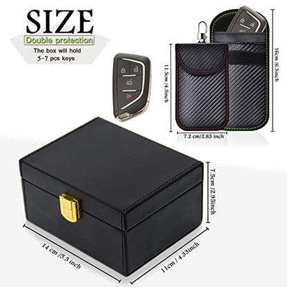Faraday Box & 2 Pack Faraday Bag for Key Fob Protector (Medium)