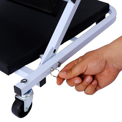 Mechanic Creeper and Stool (White)