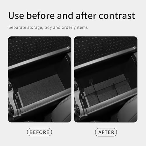 Center Console Dividers for Toyota RAV4 2026 ABS Interior Accessories Armrest Box Insert Storage Dividers Black (26RAV4 A-Divider)