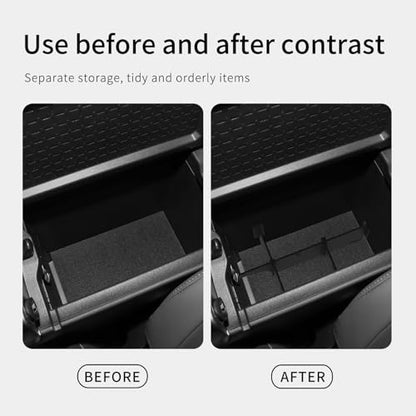 Center Console Dividers for Toyota RAV4 2026 ABS Interior Accessories Armrest Box Insert Storage Dividers Black (26RAV4 A-Divider)
