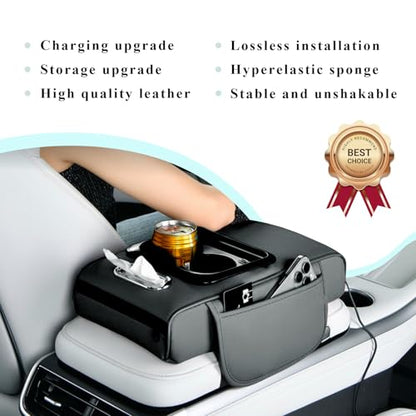 5-in-1 Genuine Leather Center Console Gloves Type-C Port