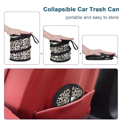 Car Trash Can (Leopard Print / 1 Gallons-2 Packs)