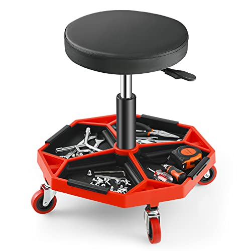 Adjustable Mechanic Rolling Stool (Red)