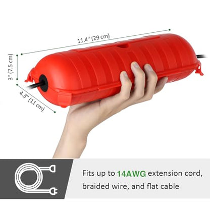 Outdoor Extension Cord Safety Cover (Red / Medium Box: 9.5" L x 3" W x 2.9" H)
