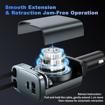 84W Retractable Car Charger (1 Pack)