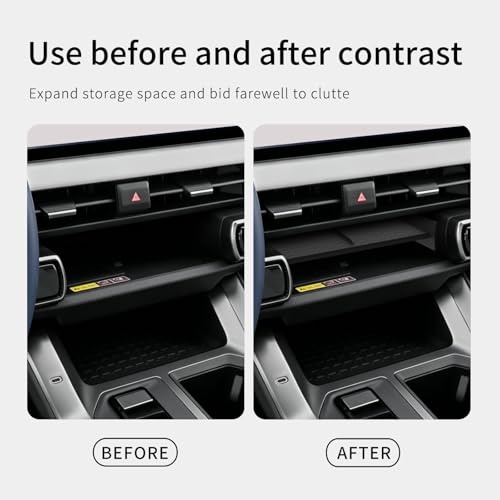 Center Console Organizer for Toyota RAV4 2026 Central Control Storage Box Insert Tray ABS and PVC Interior Auto Accessories Black 2PCS (26RAV4 Center Box)