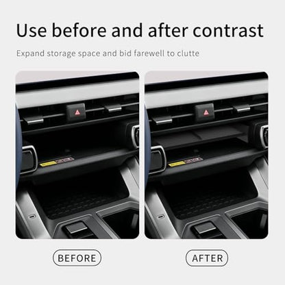 Center Console Organizer for Toyota RAV4 2026 Central Control Storage Box Insert Tray ABS and PVC Interior Auto Accessories Black 2PCS (26RAV4 Center Box)