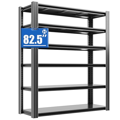 Metal Storage Shelving (Black / 6 Tier - (18"D x 48"W x 82.5"H))