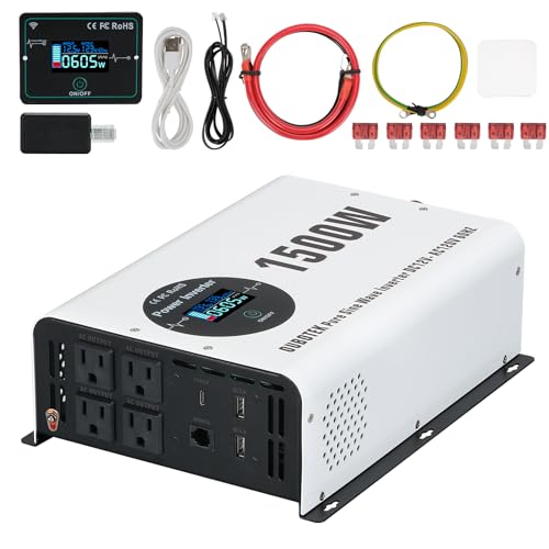 1500W Pure Sine Wave Power Inverter 12V to 120V AC (1500W-Wireless / 12V)