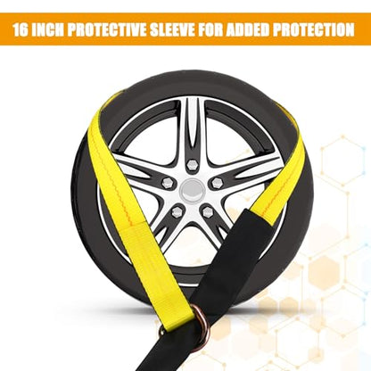 8 Pack 2" x 12ft Lasso Tow Truck Straps with D Ring 11 (2" X 12 ft / Yellow)