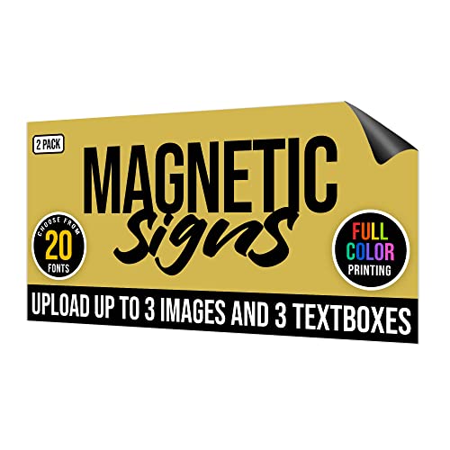 2-Pack,12"x24" Custom Magnet Signs in Full Color for Business and Advertising, 30 mil Customized Vinyl Car Magnets, Personalized Magnetic Sheets for Company Storefront & Vehicles (Sharp Corners) (Sharp Corners)
