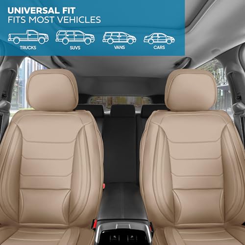 Curated Elite Leather Seat Covers for Cars & SUVs (Black/Beige (Elite) / Front Seats)
