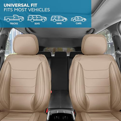 Curated Elite Leather Seat Covers for Cars & SUVs (Black/Beige (Elite) / Front Seats)