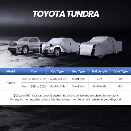 Multi Layer Toyota Tundra Truck Cover (W.Fit Tundra(1999-2021) Double Cab/CrewMax Cab SB / White Truck Cover)