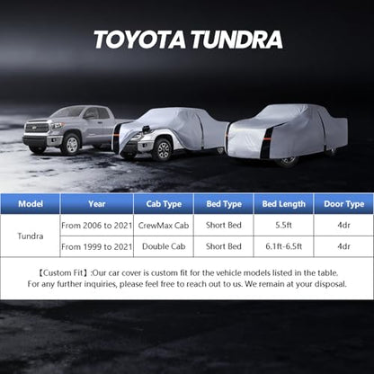 Multi Layer Toyota Tundra Truck Cover (W.Fit Tundra(1999-2021) Double Cab/CrewMax Cab SB / White Truck Cover)