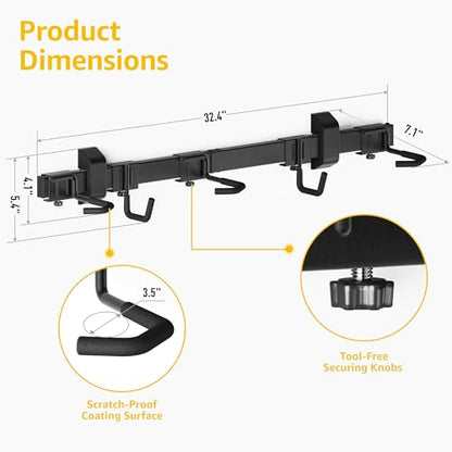 Enhanced Bike Storage Rack (3 Bike Racks & 2 Helmet Hooks)