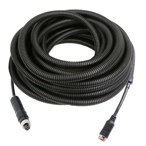 4 Pin Backup Camera Cable with Corrugated Tube Cover (33ft)