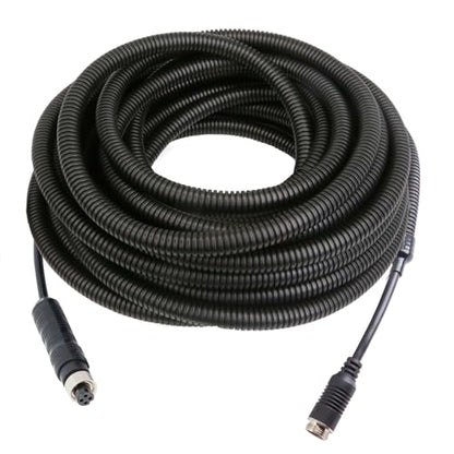 4 Pin Backup Camera Cable with Corrugated Tube Cover (33ft)